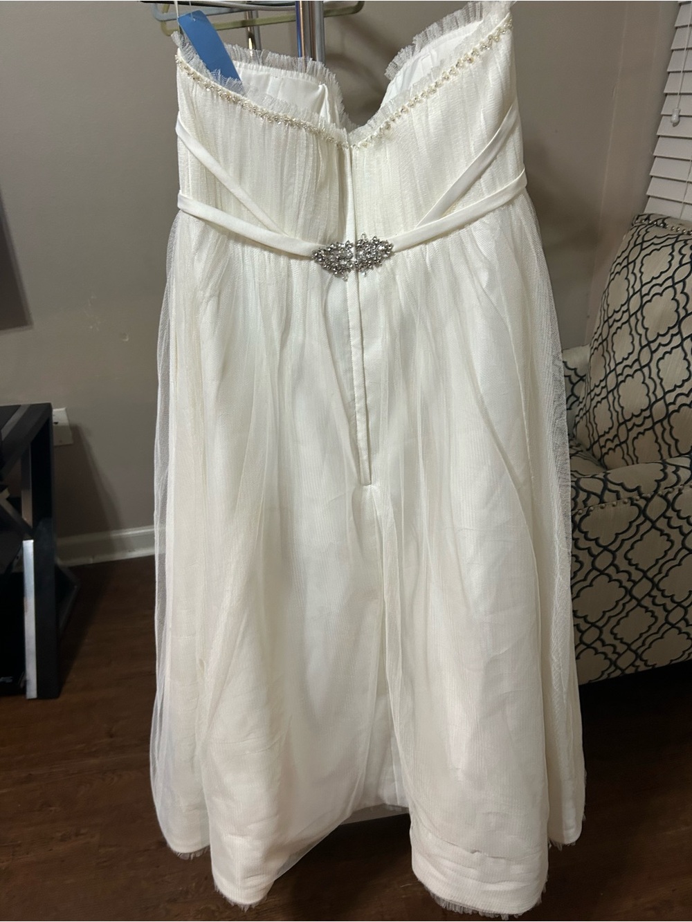 Forever Yours International Wedding Dress Size 10 Ivory Tulle Crystal Y2K Bridal